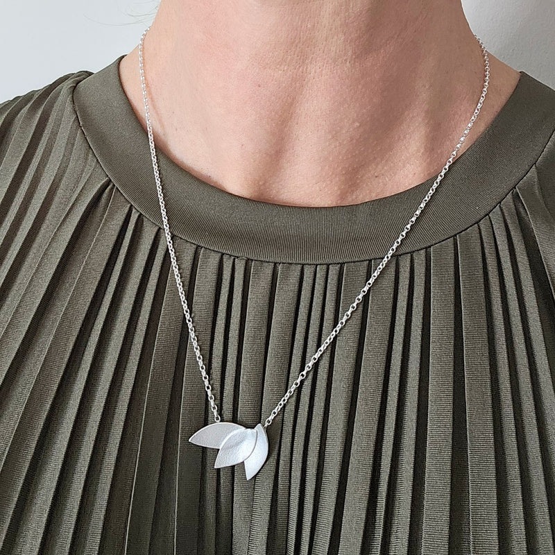 Eucalyptus Leaves Pendant Silver Necklace