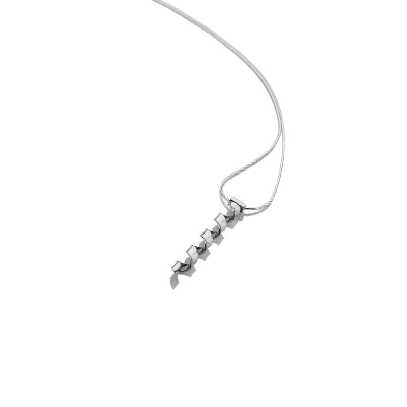 Helix Pendant Oxidised Silver & Silver Necklace