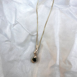 Cave 9ct Yellow Gold 4mm Round Green Tourmaline Treasure Slim Bar Pendant Necklace