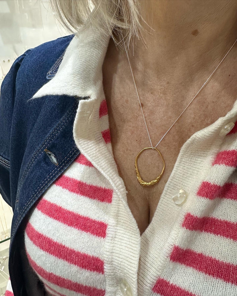 Cave Eroded 23ct yellow gold plated silver pendant