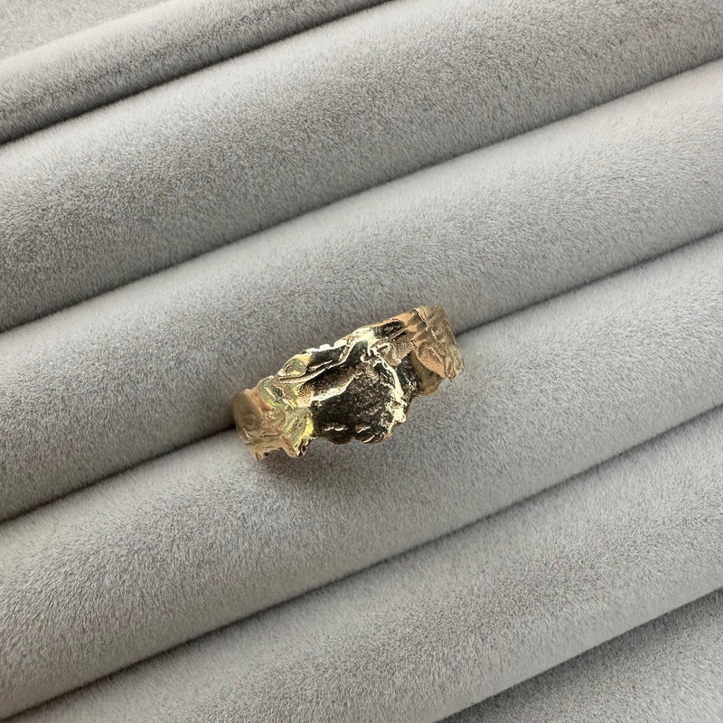 Cave Eroded Small 9ct Yellow Gold Ring