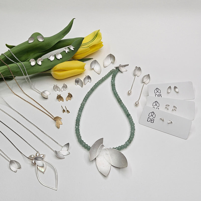 Eucalyptus Leaves Silver Aventurine Pendant Necklace