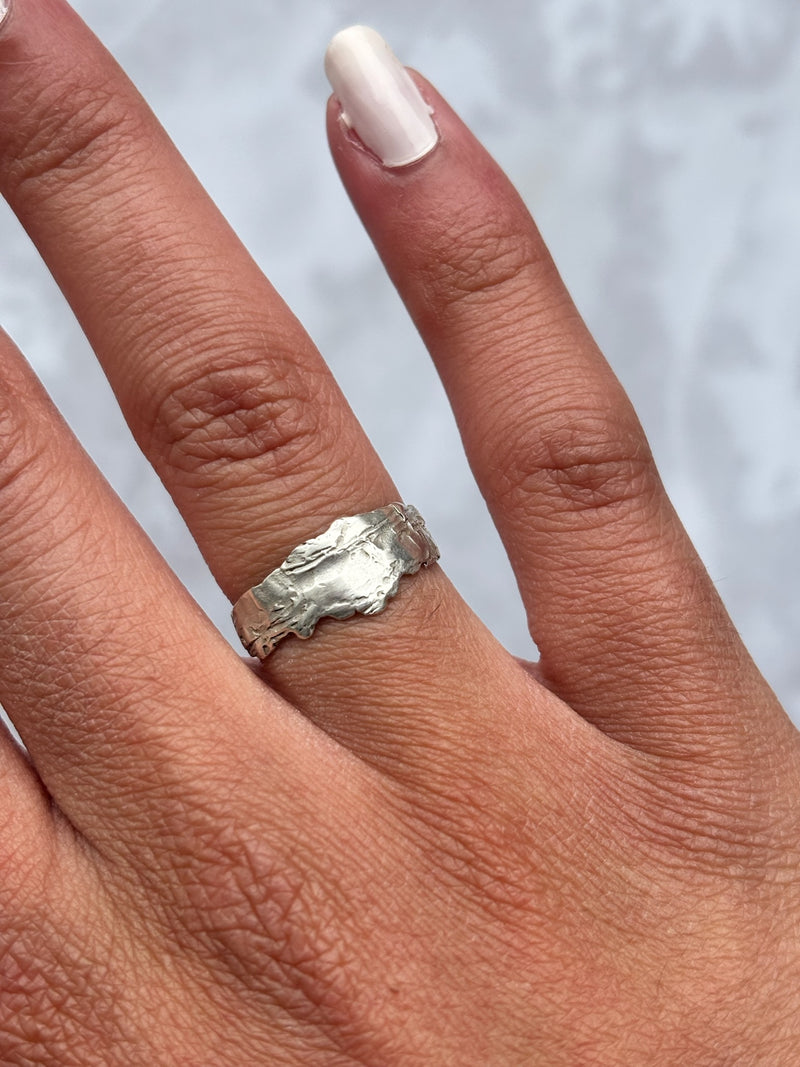 Cave Eroded Small Silver Ring