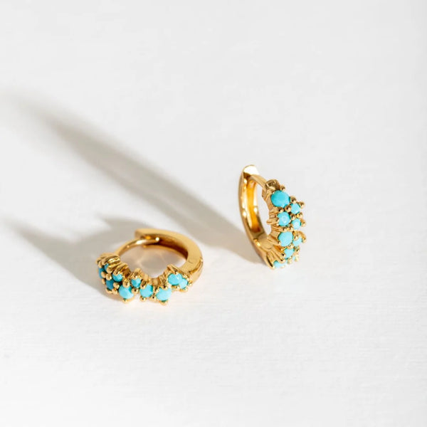 Turquoise Gold Vermeil Galaxy Scatter Huggies