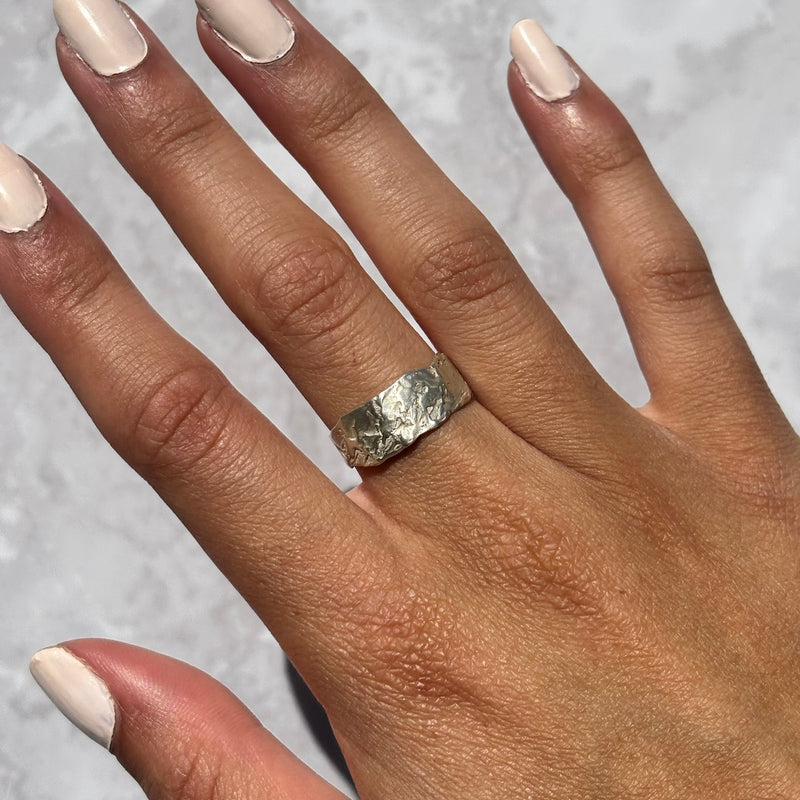 Cave Eroded Medium Silver Ring