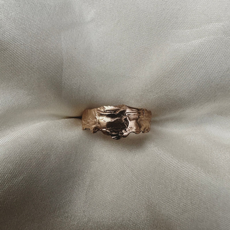 Cave Eroded Small 23ct Rose Gold Plated Silver Ring