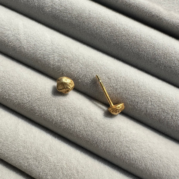 Cave Fragment (3) 23ct Yellow Gold Plated Silver Stud Earrings