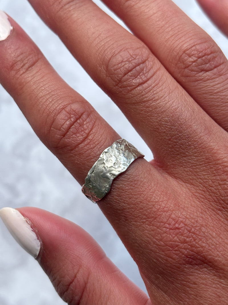 Cave Eroded Medium Silver Ring