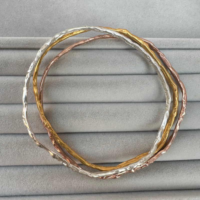 Cave Irregular Silver Bangle