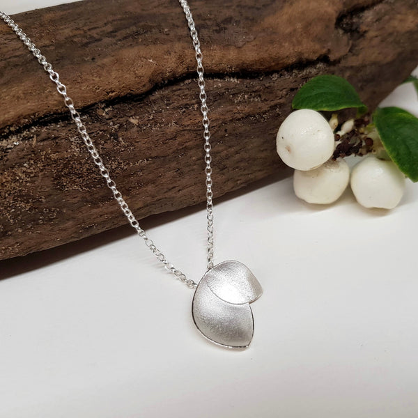 Orchid Petal Pendant Silver Necklace