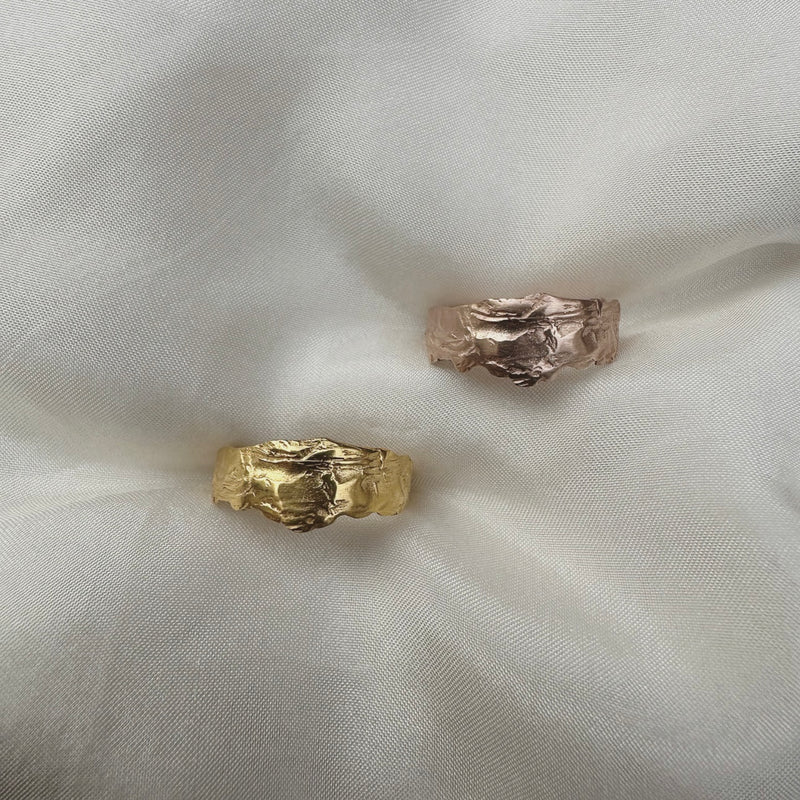 Cave Eroded Small 23ct Rose Gold Plated Silver Ring