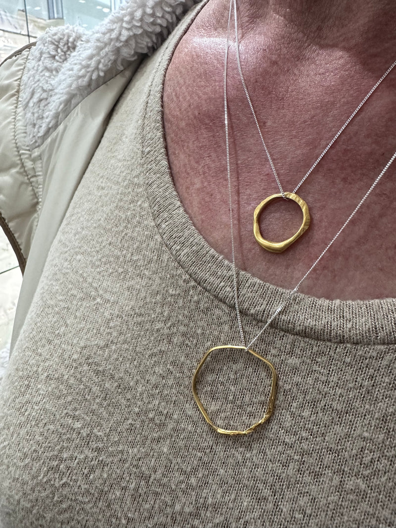 Cave Small 23ct Yellow Gold Plated Silver Ring/Pendant