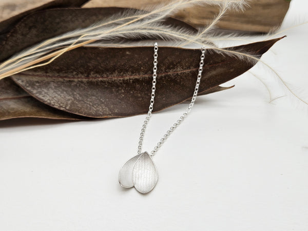 Snowdrop Petal (half stripe) Pendant Silver Necklace