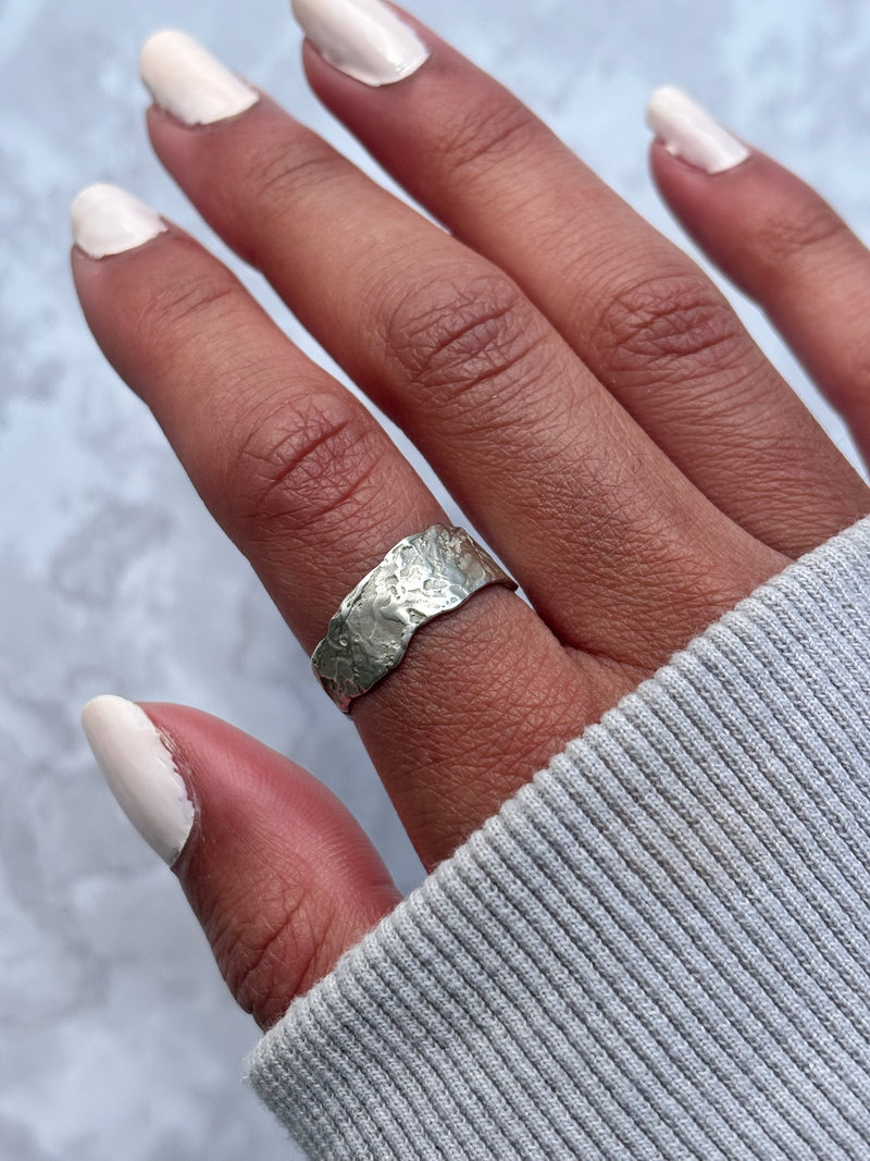 Cave Eroded Medium Silver Ring