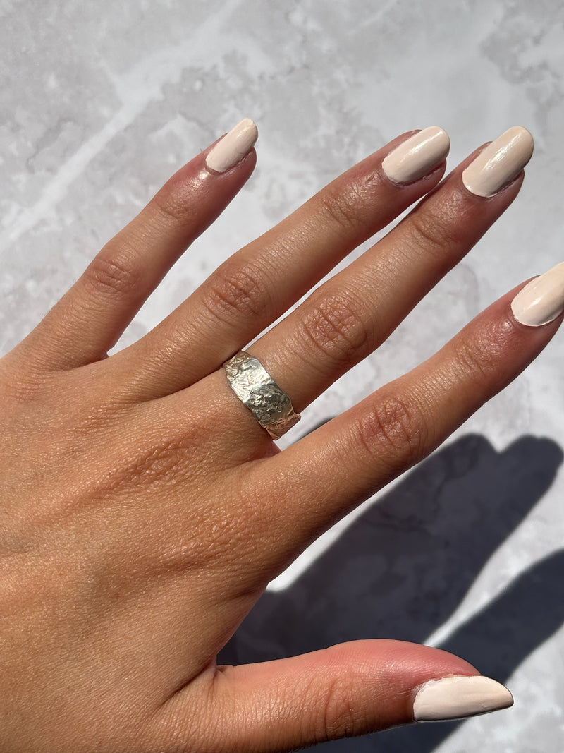 Cave Eroded Medium Silver Ring