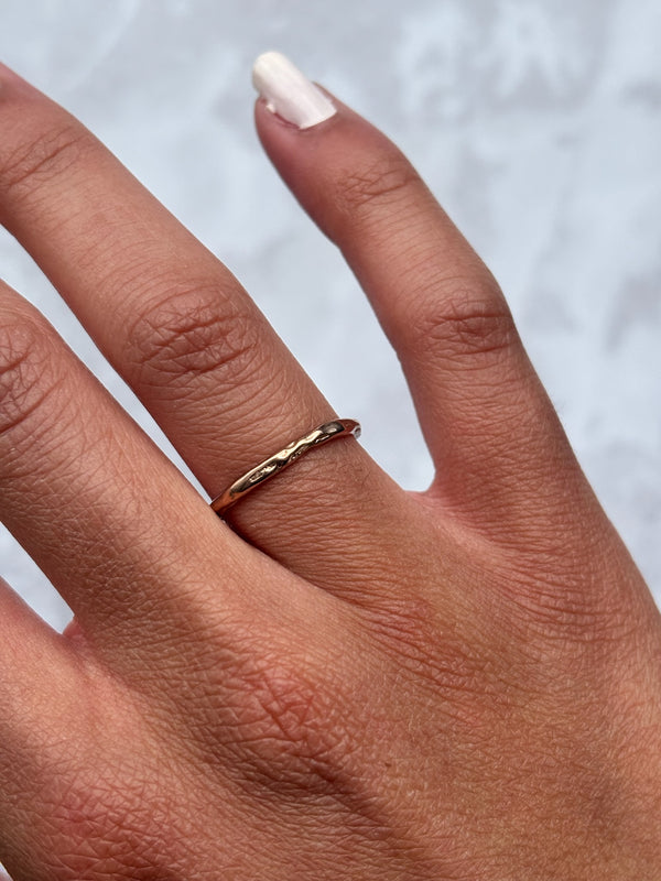 Cave Organic Thin 23ct Rose Gold Plated Silver Ring