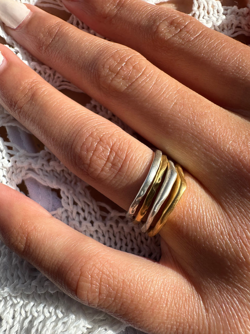 Cave Organic Thin Silver Ring