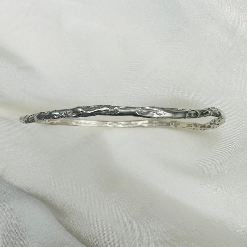 Cave Irregular Silver Bangle