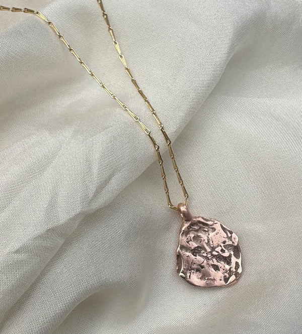 Cave Coin Style Rose & Yellow 9ct Gold Pendant Necklace