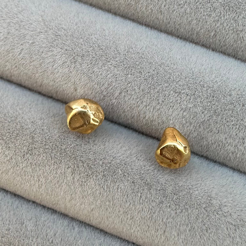 Cave Fragment (3) 23ct Yellow Gold Plated Silver Stud Earrings