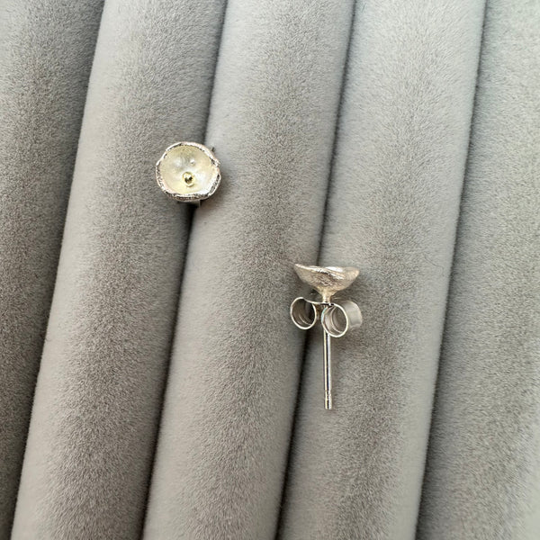 XXS Acorn Cup Stud Silver 18ct Yellow Gold Earrings