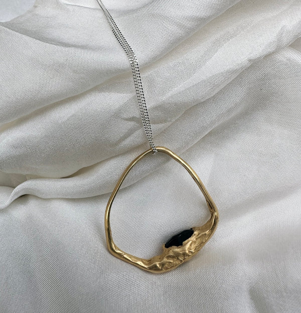 Cave 23ct Yellow Gold Plated Silver & Smokey Quartz Pendant (RW1212)