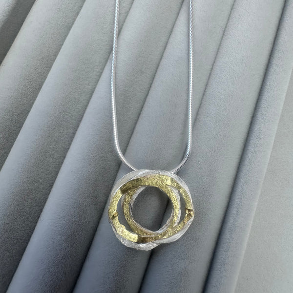 Silver and 18ct Gold Wrap Pendant Necklace