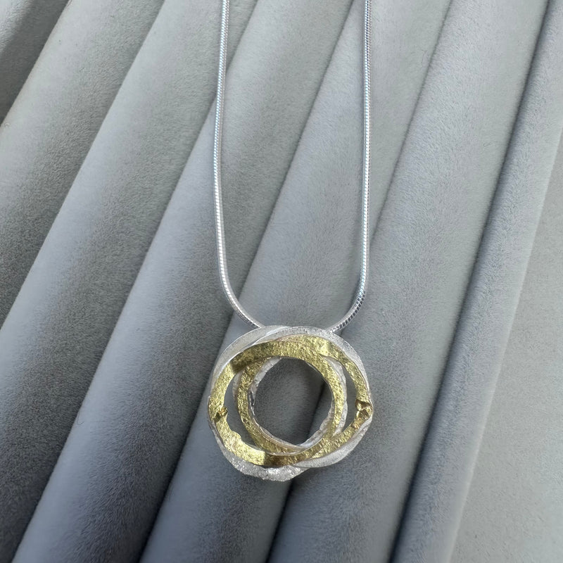 Silver and 18ct Gold Wrap Pendant Necklace