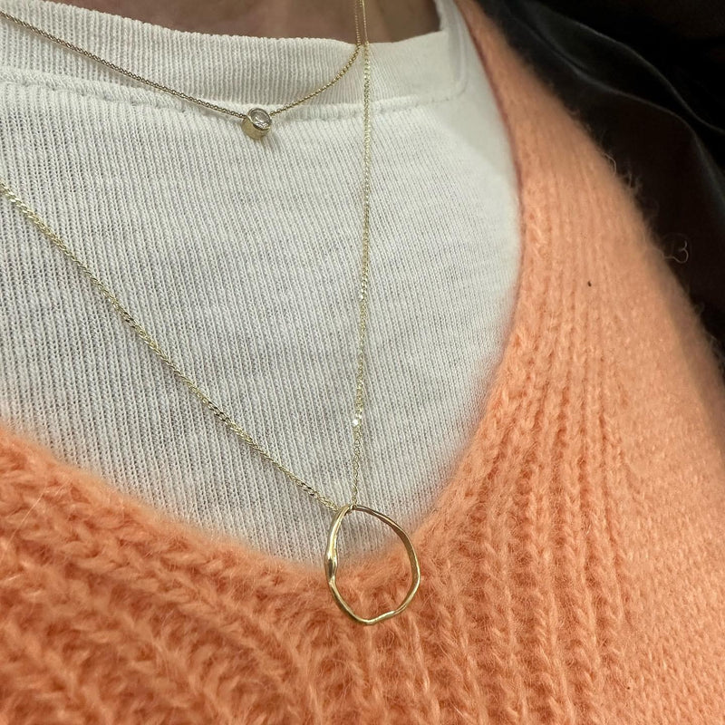 Cave Tiny Mini Eroded 9ct Yellow Gold Pendant Necklace