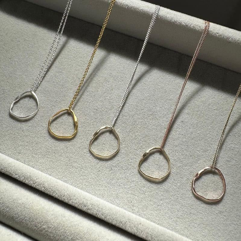 Cave Tiny Mini Eroded 9ct Yellow Gold Pendant Necklace