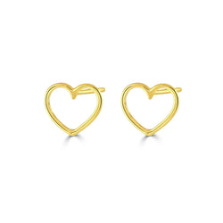 Written Heart Stud Earrings 18ct Yellow Gold Plated Silver