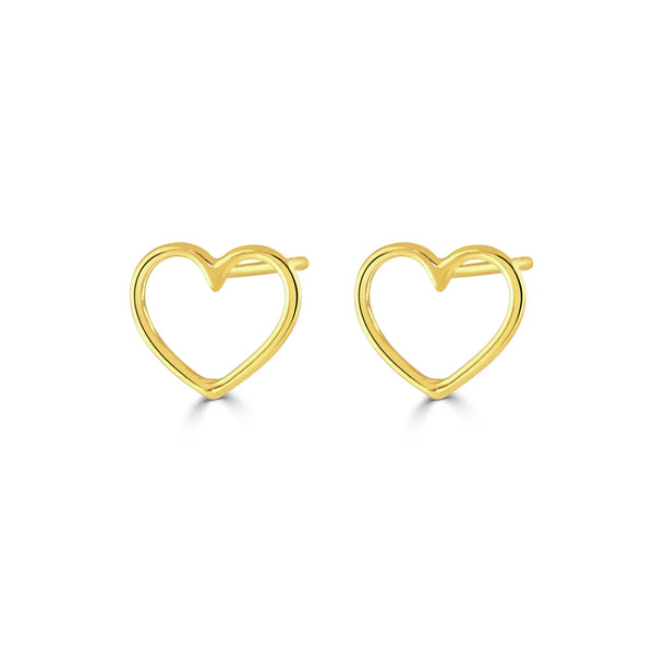 Written Heart Stud Earrings 18ct Yellow Gold Plated Silver