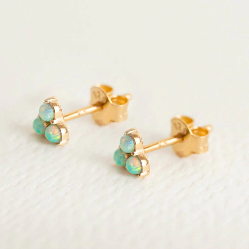 TRIPLE OPAL MINI GOLD STUD EARRINGS