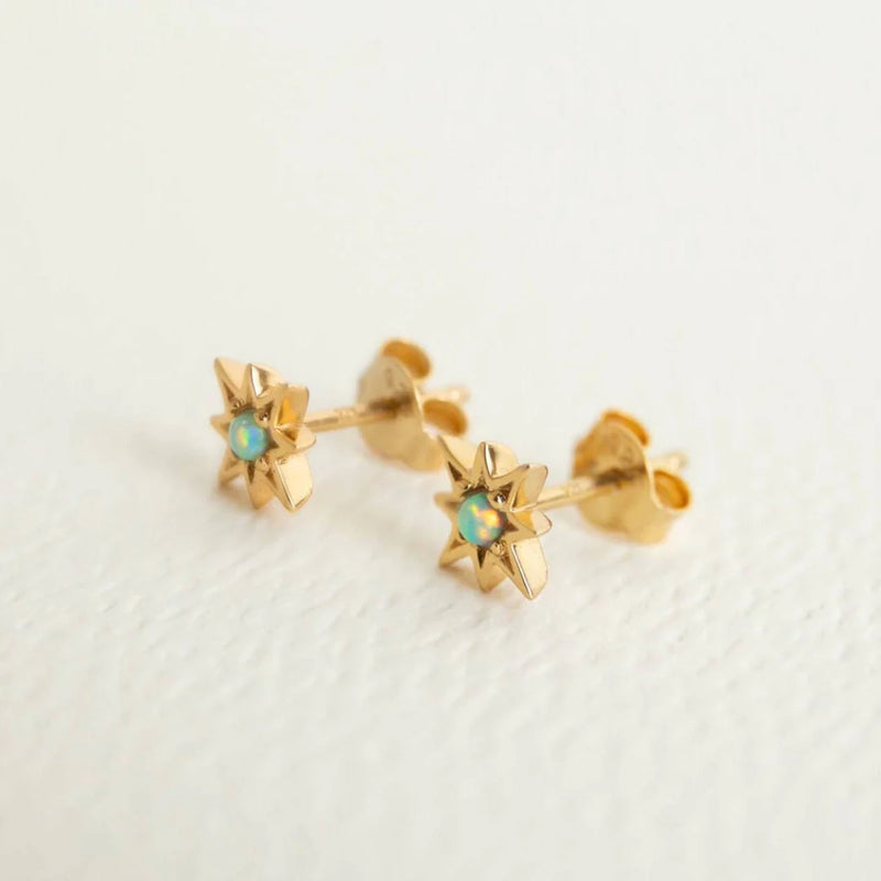 OPAL GOLD STAR MINI STUD EARRINGS