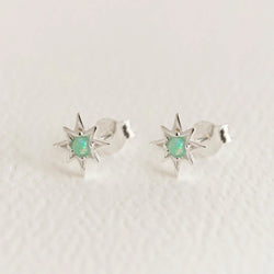 OPAL SILVER STAR MINI STUD EARRINGS