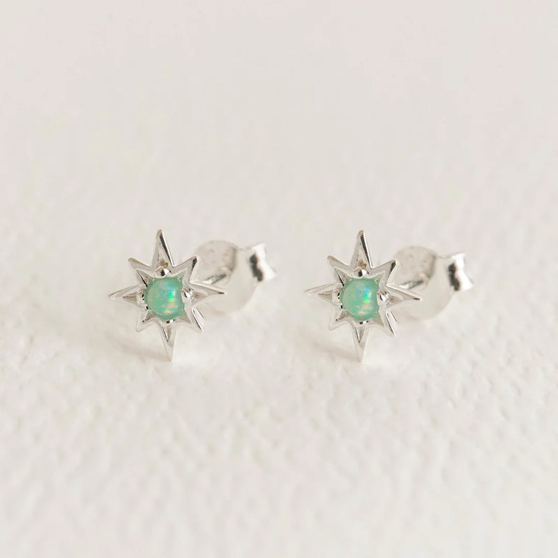 OPAL SILVER STAR MINI STUD EARRINGS