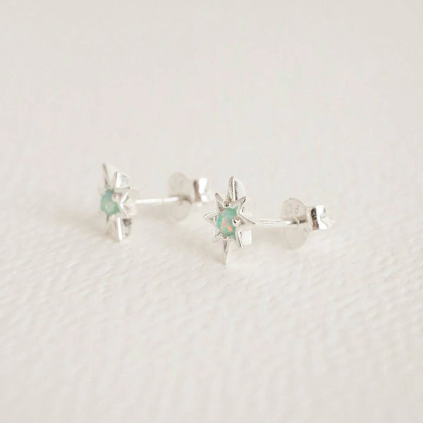 OPAL SILVER STAR MINI STUD EARRINGS