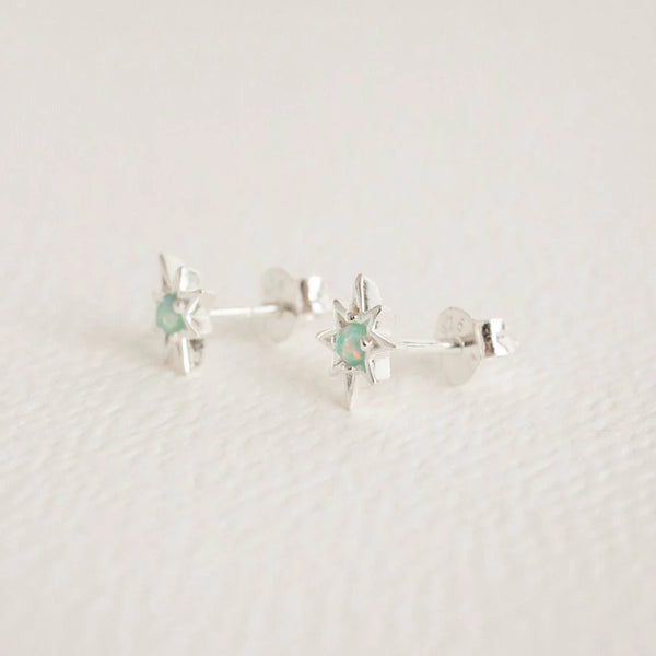 OPAL SILVER STAR MINI STUD EARRINGS