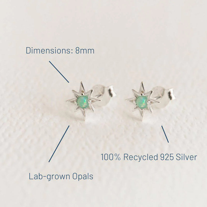 OPAL SILVER STAR MINI STUD EARRINGS