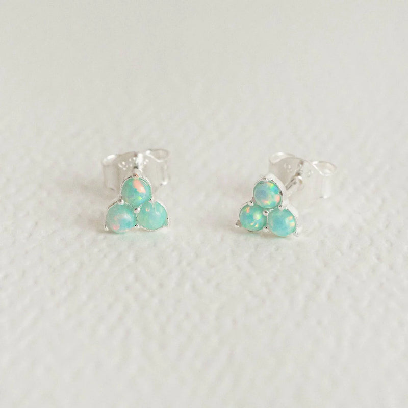 TRIPLE OPAL MINI SILVER STUD EARRINGS