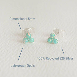 TRIPLE OPAL MINI SILVER STUD EARRINGS