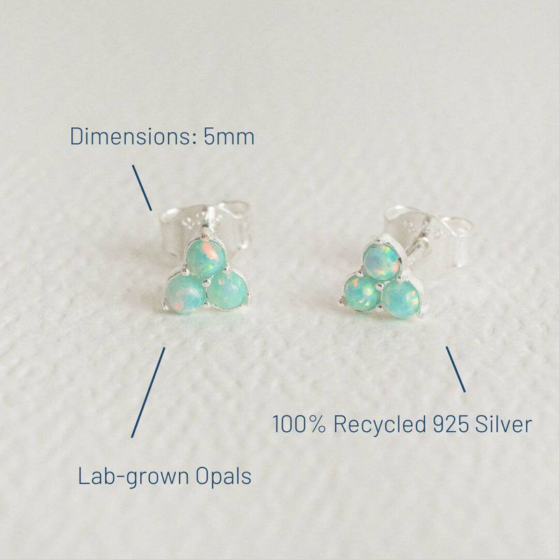 TRIPLE OPAL MINI SILVER STUD EARRINGS