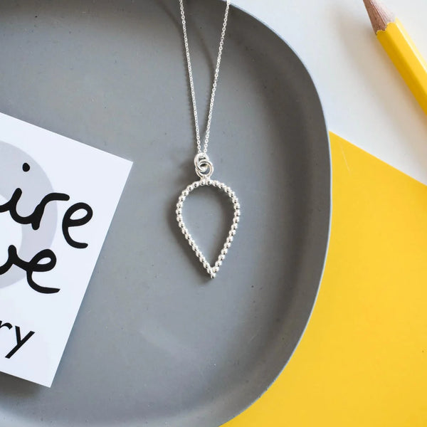 Dotty Teardrop Silver Pendant Necklace