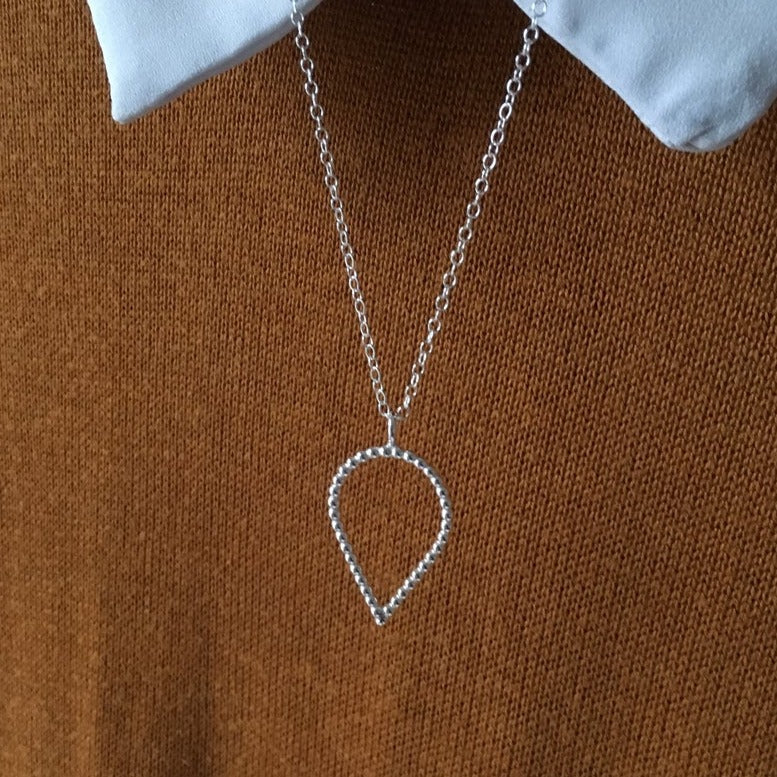 Dotty Teardrop Silver Pendant Necklace