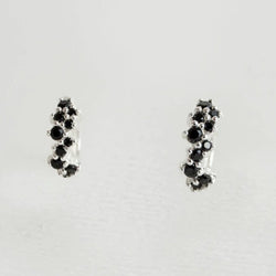 BLACK AND SILVER GALAXY SCATTER HUGGIE EARRINGS