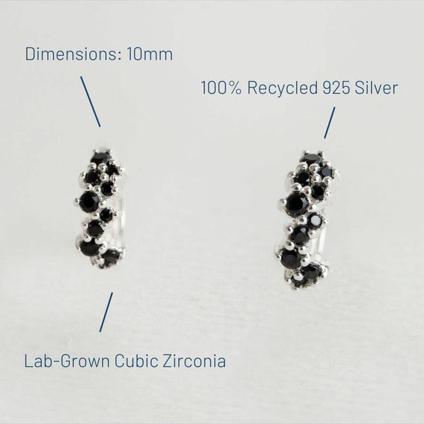 BLACK AND SILVER GALAXY SCATTER HUGGIE EARRINGS