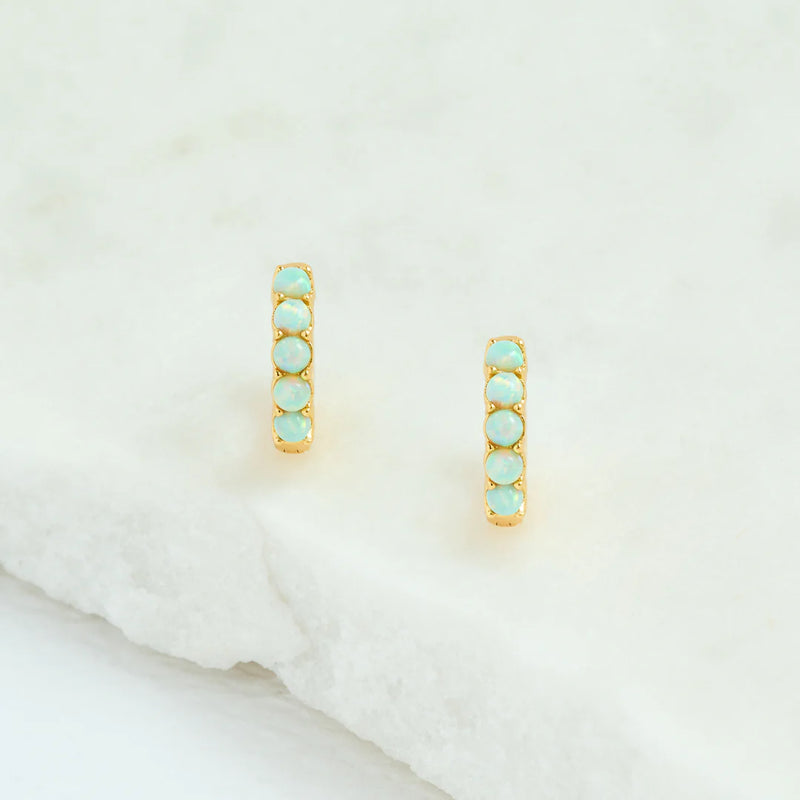 MOON YELLOW OPAL AND GOLD VERMEIL HUGGIES