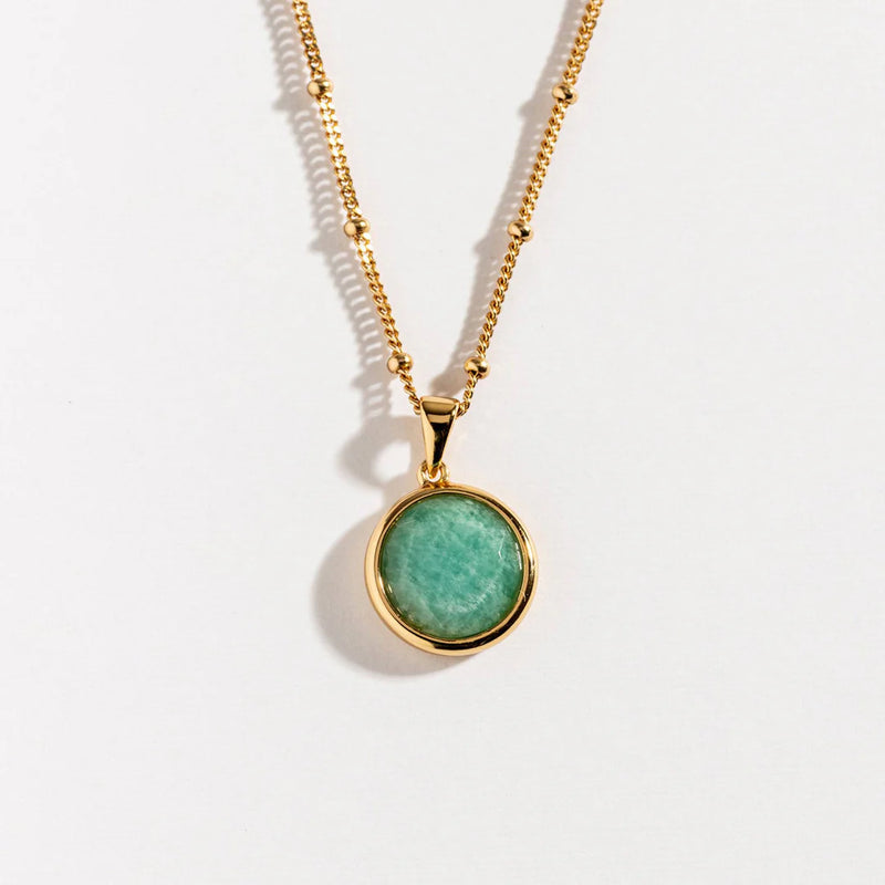 Amazonite Disc Gold Vermeil Necklace