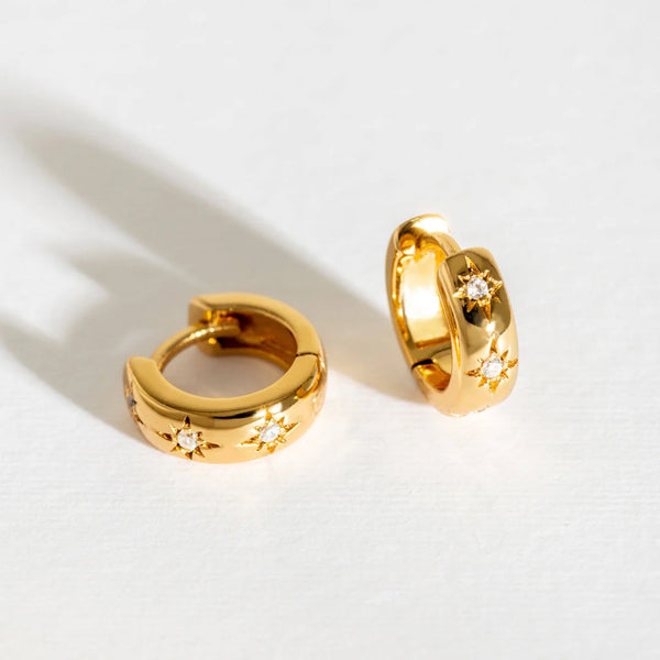 Sparkly Star 14k Gold Vermeil Huggies