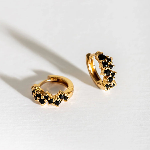 Black and Gold Vermeil Galaxy Scatter Huggies